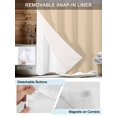 thumbnail image 5 of No Hook Shower Curtain with Snap-in Liner, Khaki Solid Color Waterproof Fabric Bathroom Curtains, Aesthetics Contemporary Luxury Bath Curtains & Mesh Top Window Stand Up Stall 36"x72", 5 of 9