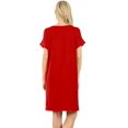 thumbnail image 3 of Womens Casual Rolled Short Sleeve Loose Tunic Shirt Dress, 3 of 3