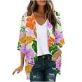 thumbnail image 5 of Dyegold Women's Beach Kimono Coverup Sheer Chiffon Cover Ups Casual Loose 3/4 Sleeve Floral Open Front Boho Cardigan Tops, 5 of 5