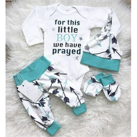 

Qtinghua Newborn Baby Boys Long Sleeve Letter Print Romper Tops Arrow Print Pants Hat 3Pcs Casual Outfits White 12-18 Months