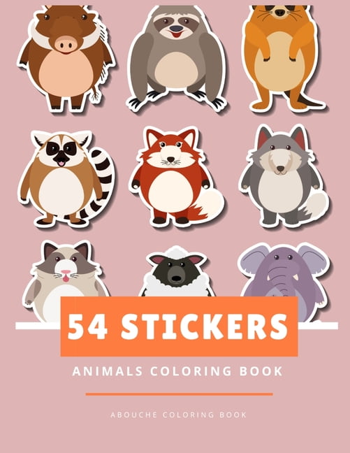 54 Stickers Animals Coloring Book Kids Baby Animals Sticker Activity