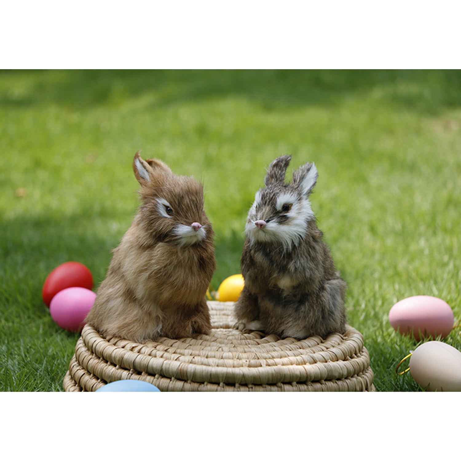 2pcs 5.5in Realistic Cute Plush Rabbits Fur Lifelike Animal Easter Bunny Simulation Toy Gift Decorations，Style 7