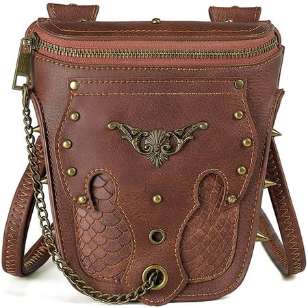 Steampunk petit sac à bandoulière sac à bandoulière Pocuh portefeuille pour  téléphone portable cartable avec boucle de ceinture 
