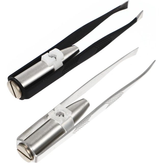 SOLUSTRE Pince à Épiler Sourcils avec Lumière, Outil en Acier Inoxydable Éclairé par LED pour Épiler le Visage Bon pour Votre Routine de Beauté Quotidienne Ou, 2 Pcs Pinces de Détail Artisanales