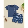 thumbnail image 4 of Gupgi 2Pcs Baby Boy Summer Outfits Short Sleeve Tree Embroidery T-Shirt + Shorts Set Clothes 6 Months - 3 Years, 4 of 9