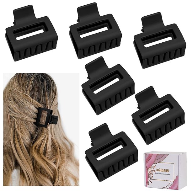 Pinzas para el cabello con garra mediana para mujeres y niñas, pinzas para el cabello pequeñas rectangulares mate de 2 pulgadas para cabello fino/medio grueso, pinzas antideslizantes para el cabe