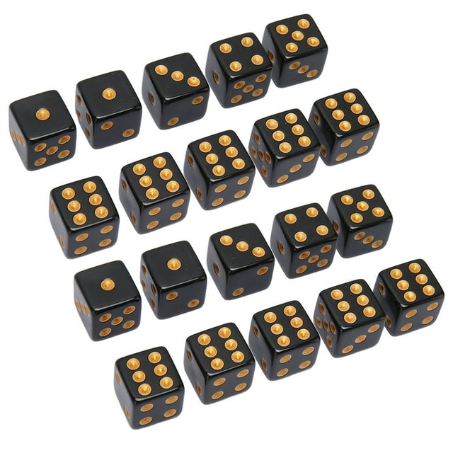 Black Dice,20PCS Black Dice 6 Sided Plastic Dice For Table Board Game Math Teaching Parties
