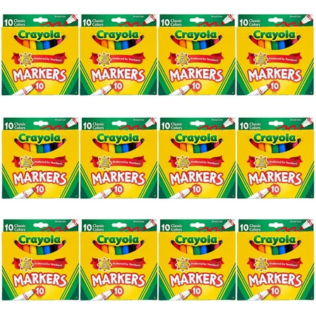 Crayola Non-Toxic Broad Line Markers, 10 Count, 12 Packs