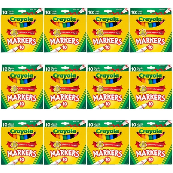 Crayola Non-Toxic Broad Line Markers, 10 Count, 12 Packs