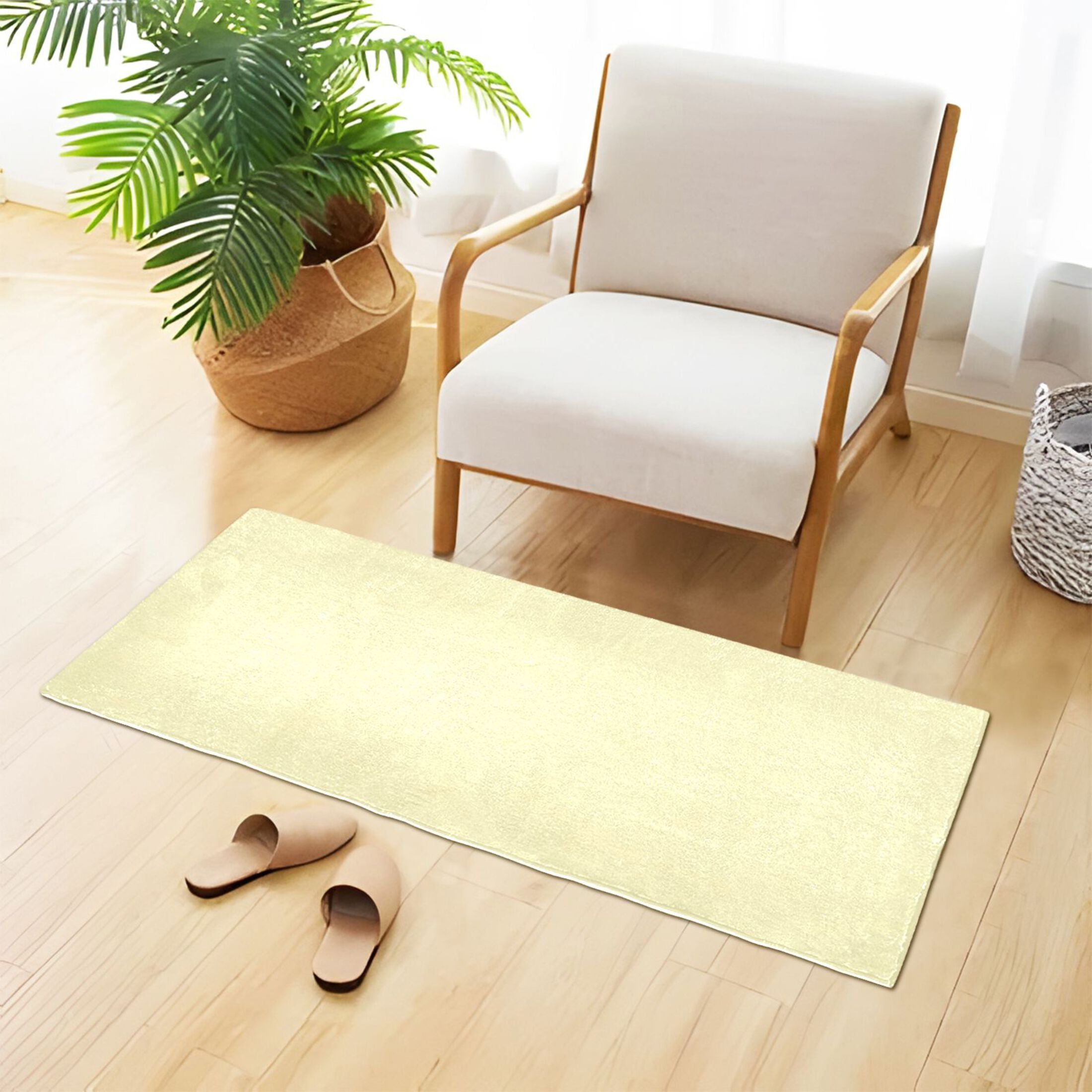 Pale Yellow Bath Mat 39x20 Non-Slip Bathroom Rugs Absorbent Soft Plush Quick Dry for Tub Shower Kitchen Home Decor