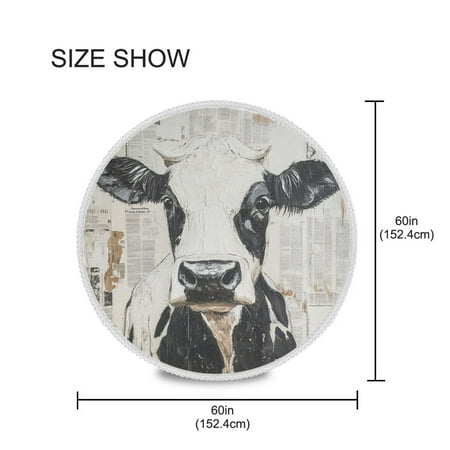 

BZSMCE Round Tablecloth Dairy Cattle Painting Pattern Tableclothes