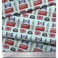 thumbnail image 3 of Soimoi Green Moss Georgette Fabric London Theme Architectural Print Sewing Fabric Yard 42 Inch Wide, 3 of 3