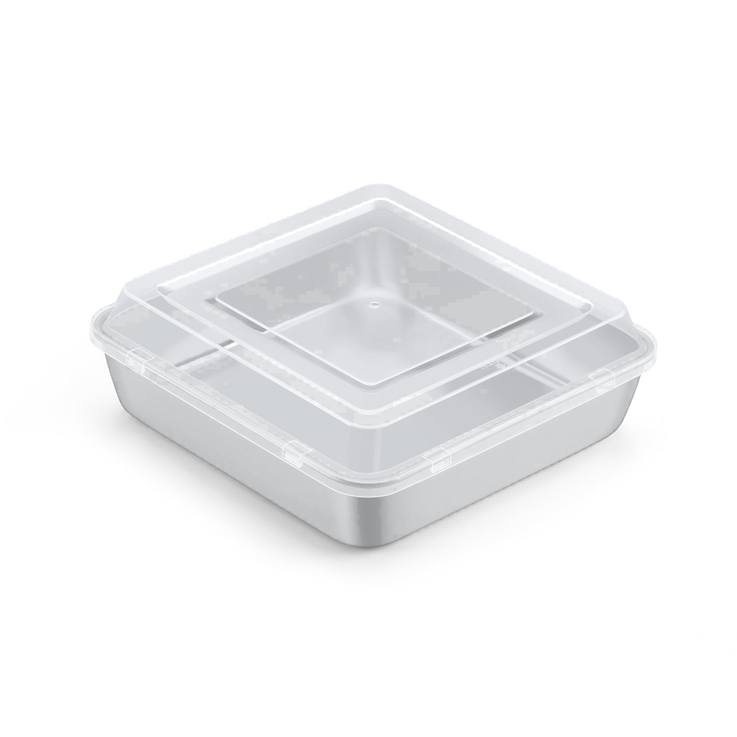 Walchoice 9 x 9 inch Baking Pan with Lid, Stainless Steel Square Cake Pans with Covers, Deep Bakeware for Lasagna Brownie, Silver