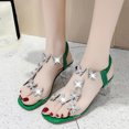 thumbnail image 2 of Tao Tao Women's Rhinestone Block Heel Sandals,2025 New Elastic Ankle Strap Sandals Open Toe Fashion Butterfly Sandals Elegant Summer Shoes For Party Green 36, 2 of 9