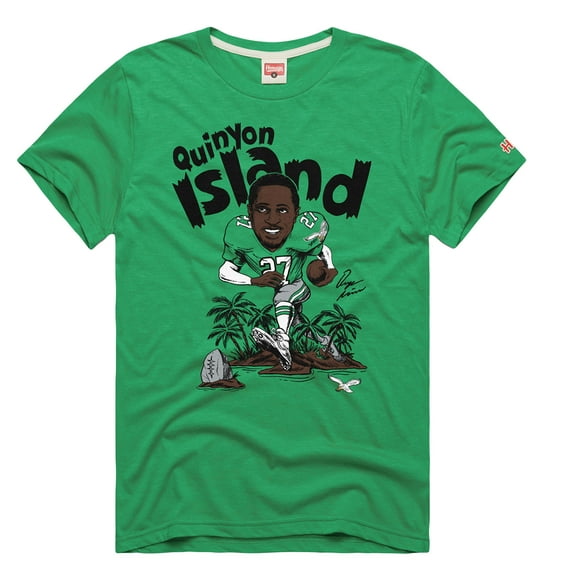 Unisex Homage Quinyon Mitchell Kelly Green Philadelphia Eagles Caricature Player Tri-Blend T-Shirt
