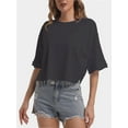 thumbnail image 6 of Women's Comfy Basic Workout Gym Short Sleeve Crop Tops Casual Loose Oversized T-Shirts, 6 of 6