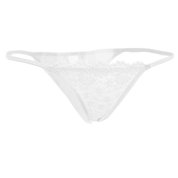 s de flores de encaje transparente para mujer transparente Bragas Correas Cintura baja T-Back Night Club Ropa interior Blanco Baoblaze Braguitas de mujer con braguitas