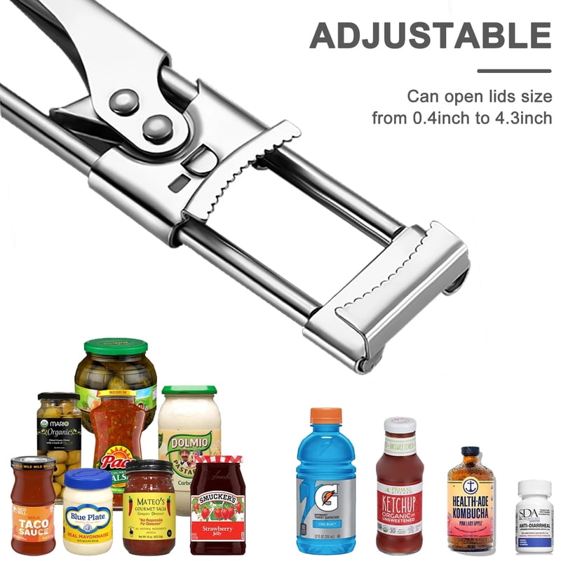 Can Opener Adjustable Stainless Steel Non-Slip Multifunction Manual Jar Bottle Bottle Lid Opener Gadget Home Gadgets Accessories