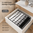 thumbnail image 4 of 11-Compartment Sock Organizer for Drawer, Foldable Mesh Sock Storage Box, Closet Underwear Organizer Bin, Space Saving Drawer Divider for Socks, Underwear, Ties & Baby Clothes, 4 of 5