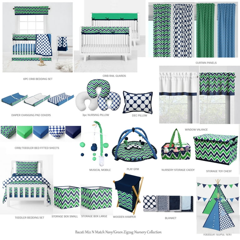Bacati MixNMatch Pin Dots Crib Toddler Bed Sheets 100 Cotton Percale Kelly Green 2 Pack