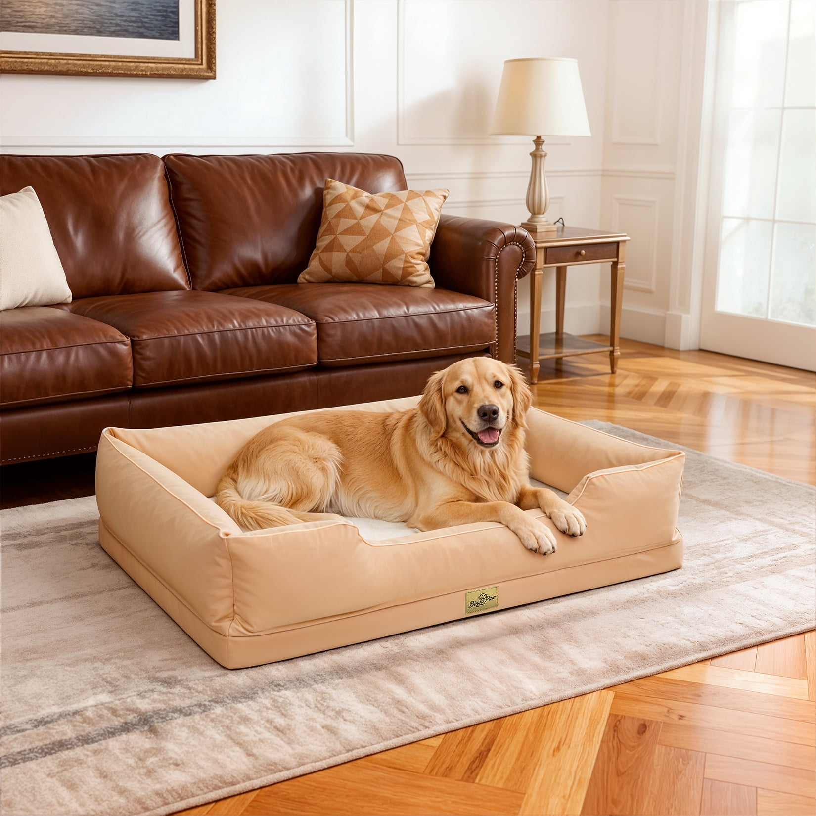 Orthopedic Dog Bed Sofa Bed with Bolster Pet Couch Lounger Bed Waterproof with Washable Removable Cover XXL