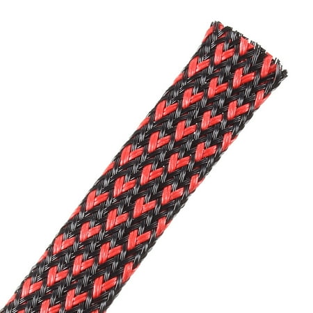 Uxcell 6.5Ft-10mm Black and Red PET Expandable Cord Protector Wire Loom Cable Sleeve and Organizer