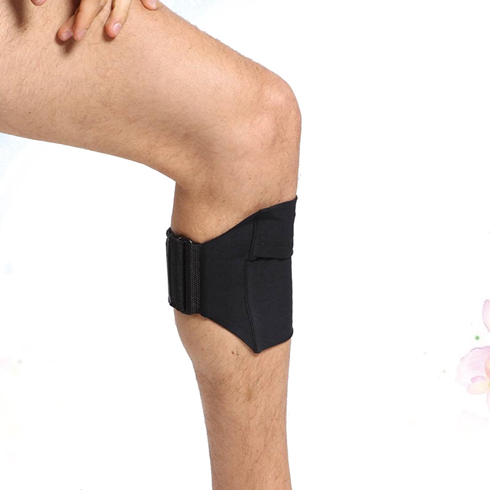 Black Sports Running Leg Pouch Elastic Calf Bag Hook and Loop Tape