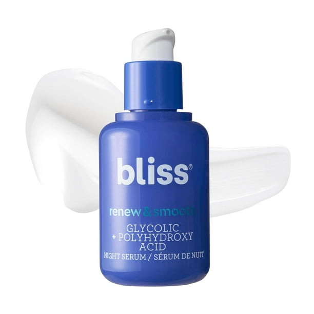 Sérum Facial Bliss Renew & Smooth con Ácido Glicólico y Polihidroxi Vegano Sin Crueldad ni Parabenos