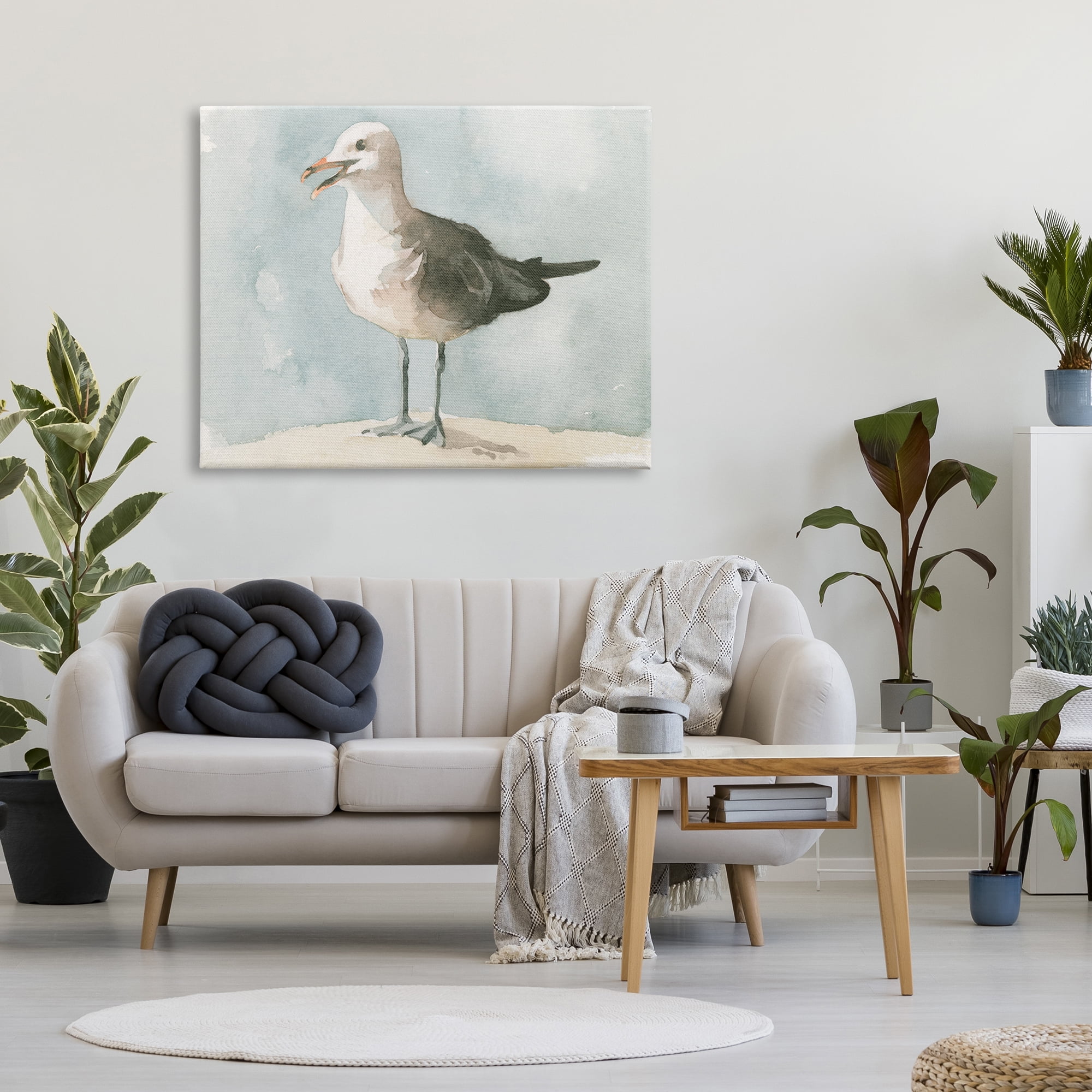 Stupell Industries Happy Seagull Soft Focus Resting On Beach , 36 x 48, Designed by Emma Caroline