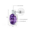 thumbnail image 5 of Gem Stone King 14k White Gold Purple Amethyst Earrings for Women (2.1Cttw, GemstoneFebruary Birthstone, Oval 8X6MM, Round 2.5MM), 5 of 5