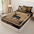 thumbnail image 2 of Castle Fairy Rustic Animal Deer Zipper Twin Comforter Sets with Fitted Sheet and 2 Pillowcases,Wildlife Bear Paw Zipper Bedding Set,Taupe Black Brown,Black Reversible,4-Piece, 2 of 6