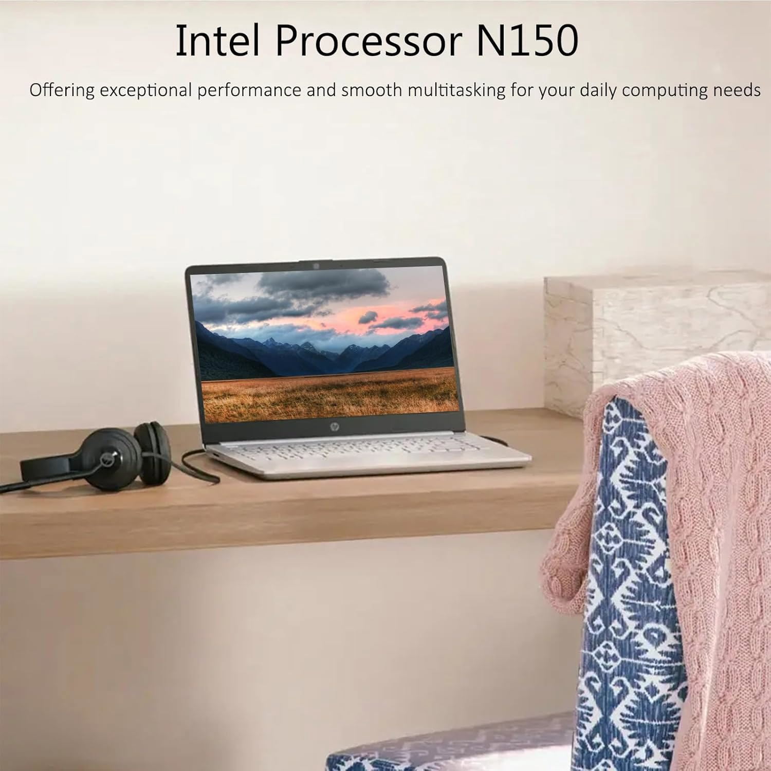HP Laptop for Student and Business, 14" HD, Intel N150, 4GB RAM, 192GB Storage(128GB UFS +64GB MSD), 1-Year Office 365, Windows 11 Pro, Fast Charge, Silver
