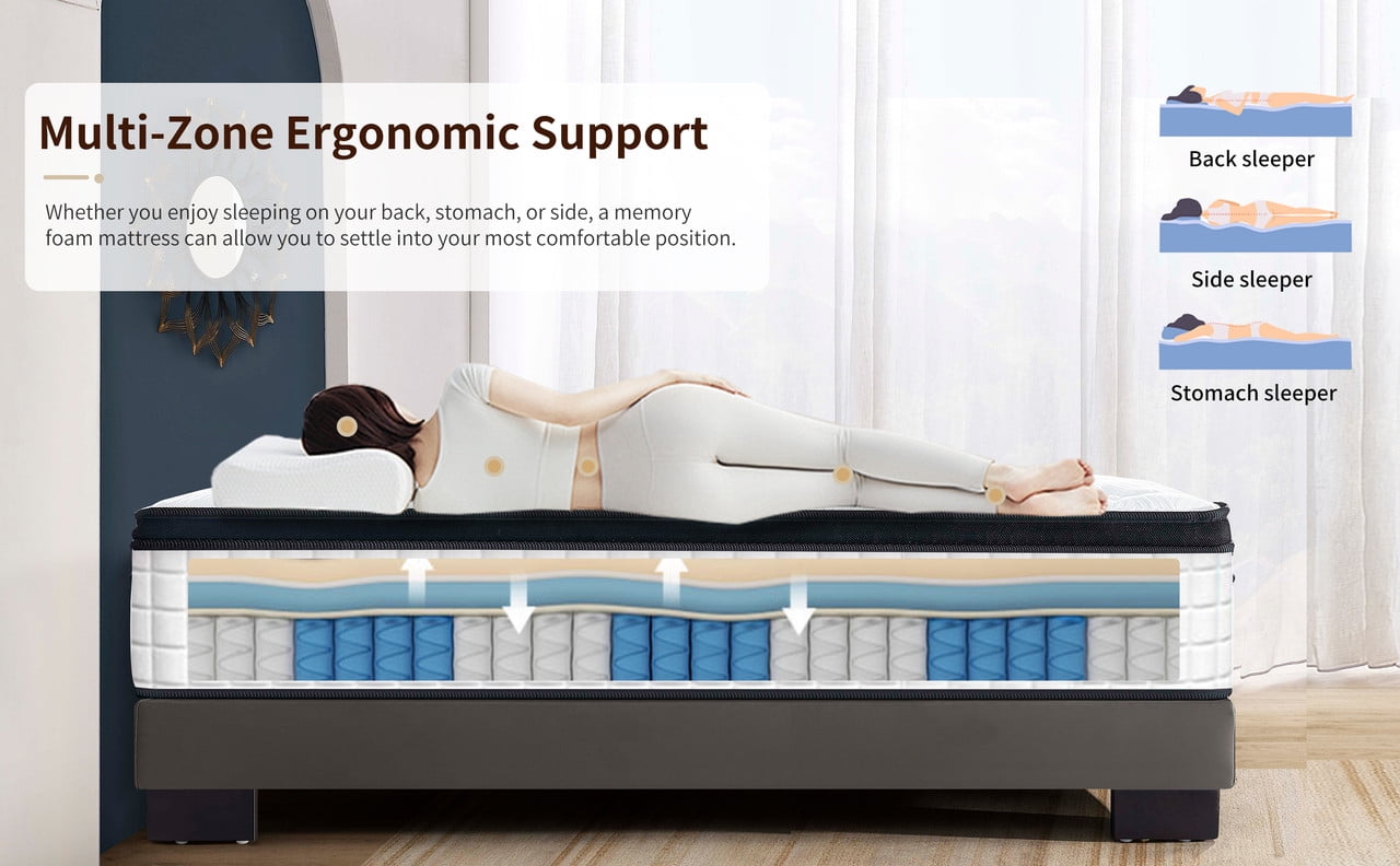 12 Inch, Twin XL Mattress, Breathable Cool Cover Certipur-US Memory Foam Individual Pocket Spring Hybrid Mattress