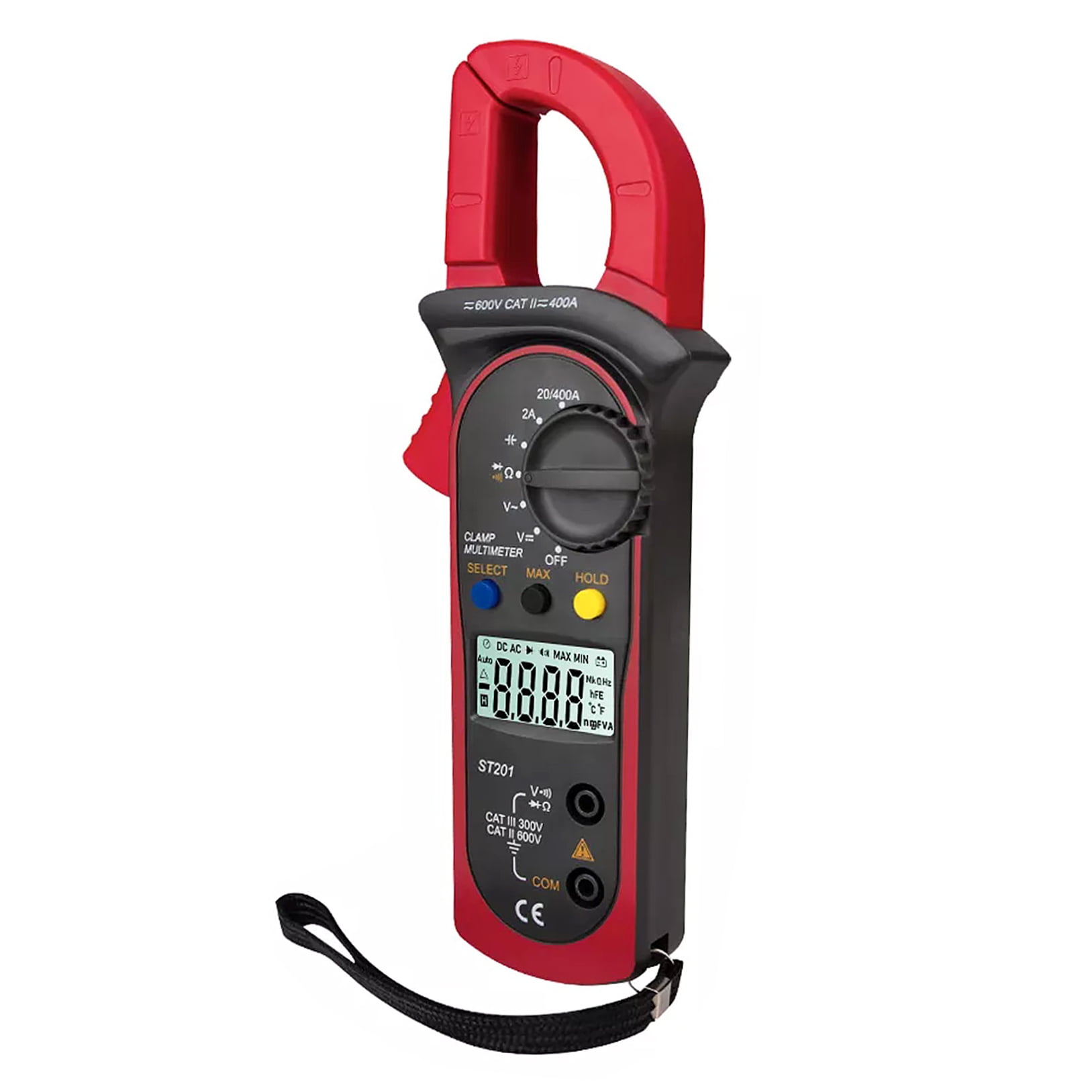 COMPUKAS Digital Clamp Meter Multimeter, Red, Compact 8.10 x 2.65 x 1.14 in, Accurate Electrical Tester