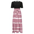 thumbnail image 4 of Summer Dresses For Women 2025 Floral Print Wrap Short Sleeve Maxi Dress Patchwork Ruffle Hem A Line Dress, 4 of 5
