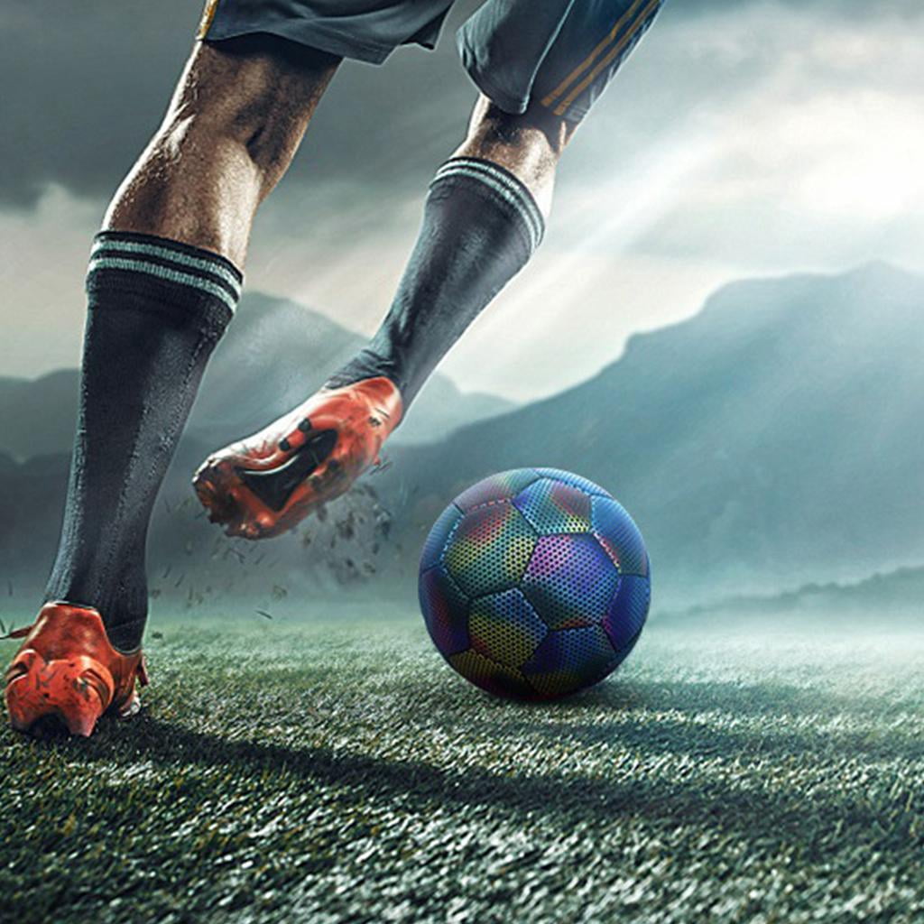 Yihuala Football Training Balls Reflective Football Soccer Glow Size 4/5 Football for Night Game