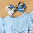thumbnail image 6 of SGFCWSX Girls 3 Piece Set Newborn Winter Outfits Ruffle Sleeve Top, Pants and Bow Headband Sets Blue Size 12 Month, 6 of 9