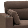 thumbnail image 5 of Muumblus 82" Convertible Sectional Sofa Bed with Cup Holders, Storage Chaise, L-Shaped Sofa Sleeper Couch Bed for Living Room, Brown Polyester, 5 of 6