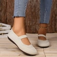 thumbnail image 2 of Womens Ballet Shoes Round Toe Knit Mary Jane Flats Casual Nonslip Walking Shoes Slip on Lightweight Dress Shoes White Size 7.5, 2 of 6