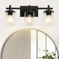 thumbnail image 6 of PYNSSEU 24" 3-Light Matte Black Bathroom Light Fixtures with Clear Glass Shape Wall Sconces Lighting, 6 of 8