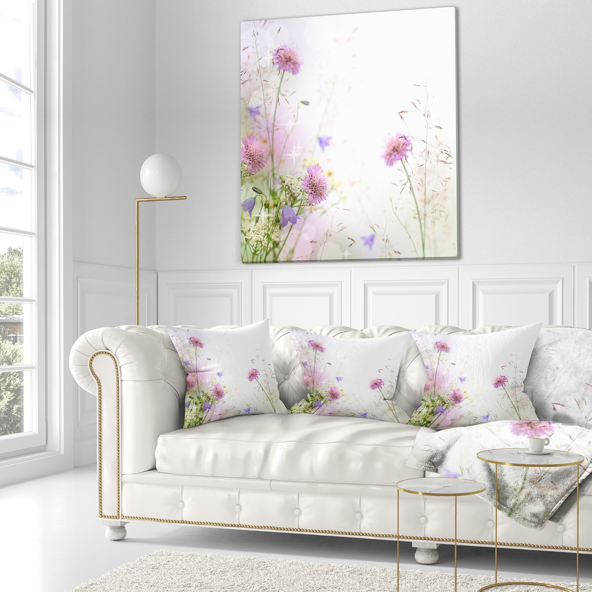 Designart Beautiful Pastel Floral Pattern - Floral Throw Pillow - 18x18