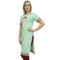 thumbnail image 3 of Bimba Women's Tunic Buddha Print Kurti Kurta Green Casual Summer Clothing-4, 3 of 5