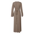 thumbnail image 3 of Womens Ribbed Long Sleeve Bodycon Maxi Dresses Scoop Neck Casual Soft Stretch Fall Spring Long Dress Solid Color (Medium, Khaki), 3 of 4