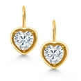 thumbnail image 2 of Gem Stone King 18K Yellow Gold Plated Silver White Moissanite Earrings for Women | 2.74 Cttw | Gemstone Birthstone | Heart Shape 7MM, 2 of 4