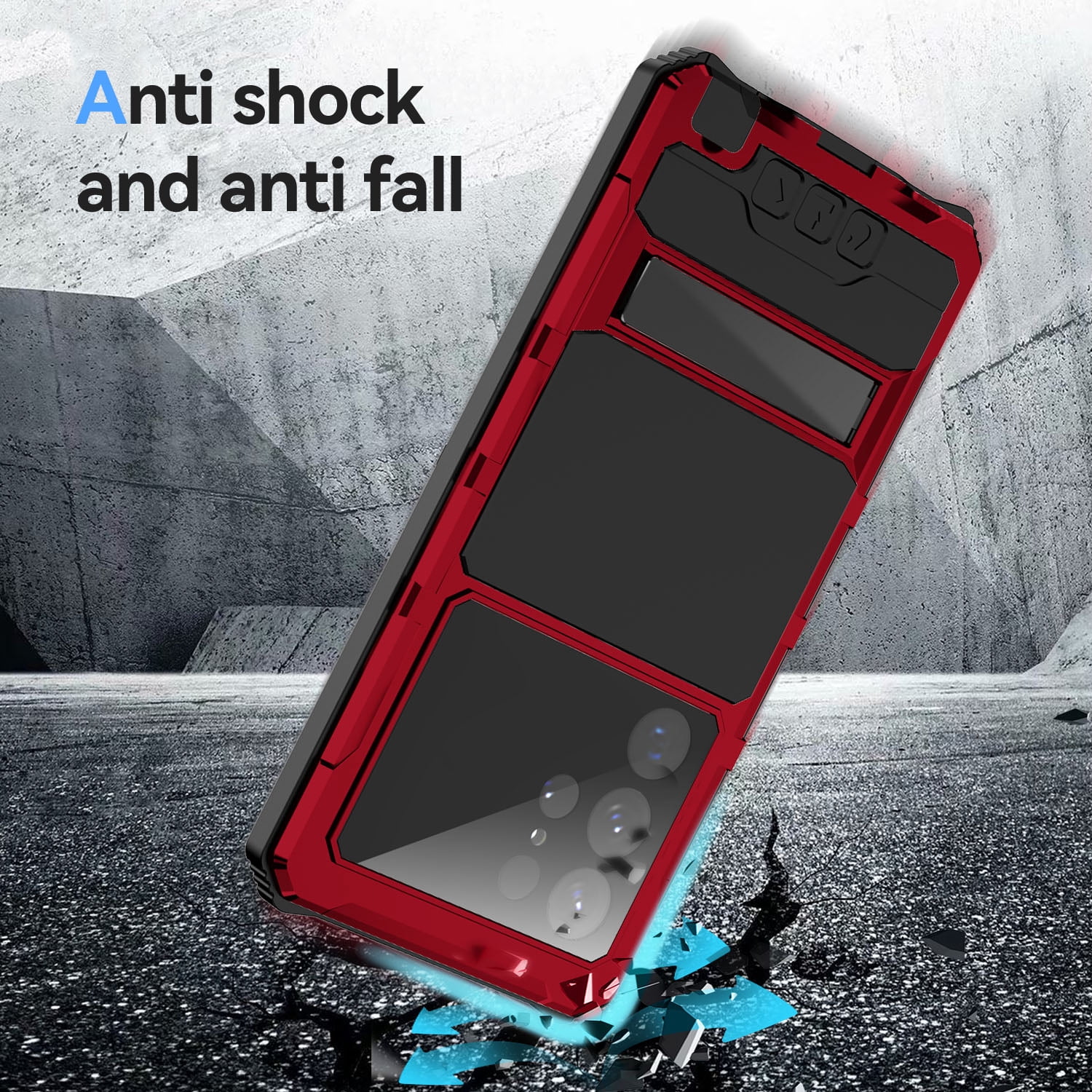 TECH CIRCLE Galaxy S23 Ultra Case, Metal Bumper Silicone Built-in Screen Protector Stand dustproof Drop-Proof Heavy Duty Shockproof Rugged Military Cover for Samsung Galaxy S23 Ultra 6.8" 2023, Red
