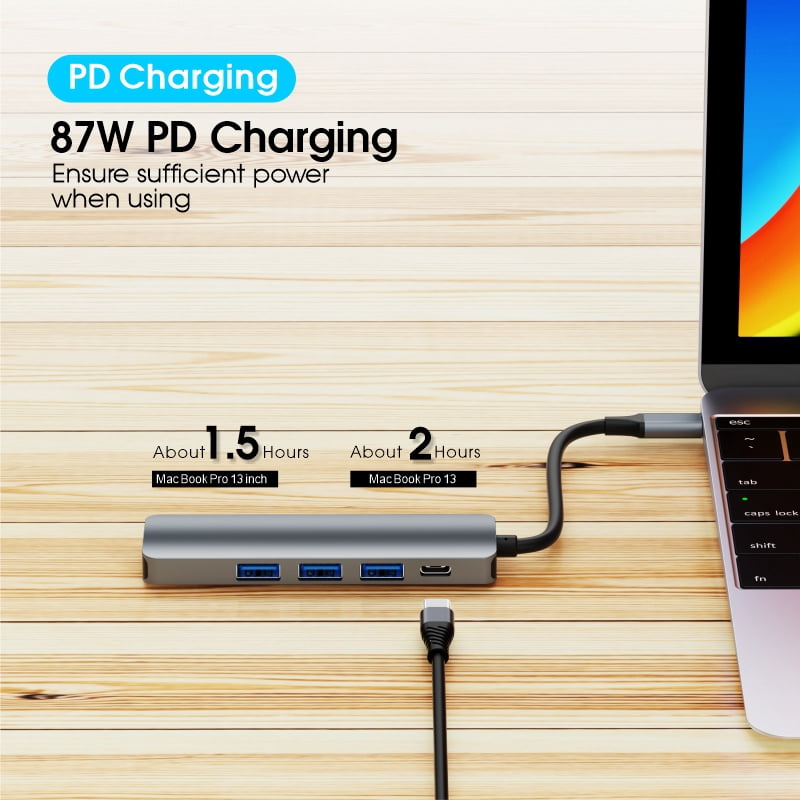 DOONJIEY  Factory Wholesale 5 In 1 USB C Hub Type-C to HDTV PD USB Hub Docking Station For Macbook Laptop