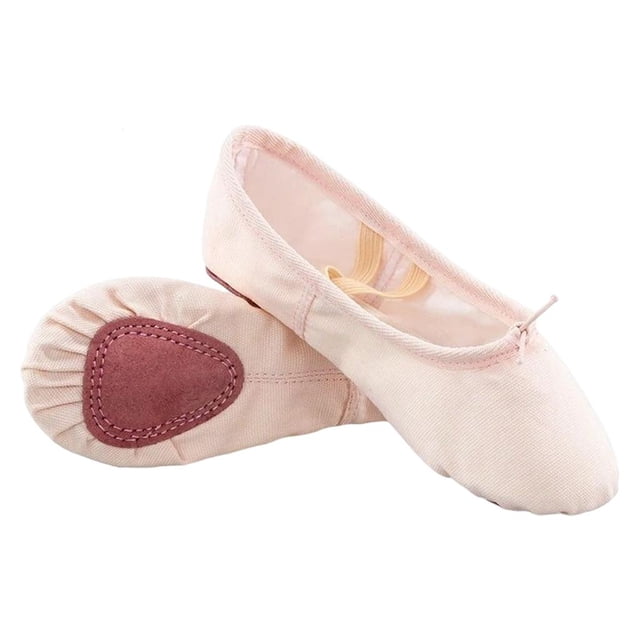 Professional Fashion Canvas Ballet Dance Shoes, Practice Exercise Training, Gymnastics Performance Flats Split-Sole for Girls Womens - Light Pink 29