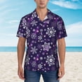 thumbnail image 4 of Lsque Christmas Purple Snowflakes pattern Hawaiian Shirt for Men, Unisex Summer Beach Casual Short Sleeve Button Down Shirts-X-Large, 4 of 9