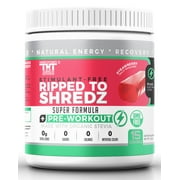 Angle View: Ripped to Shredz Pre Workout Powder for Men & Women. Quality Energy Drink Sweetened with Organic Stevia that improves Energy, Focus and Performance (CAFFEINE FREE)