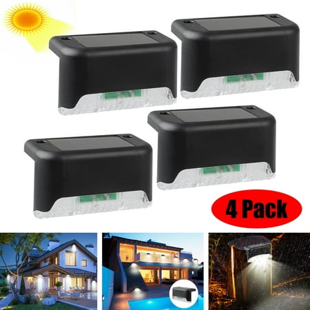4Pack Solar Powered Deck Wall Lights Outdoor, Automatic On & Off Solar Waterproof Led Security Lighting for Deck, Fence, Patio, Front Door, Stair, Landscape, Yard and Driveway Path, Warm (Best Way To Get Oil Off Driveway)